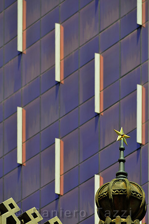 Facade of the Concorde Hotel and particular of the North pinnacle of the Central Synagogue, Manhattan, New York