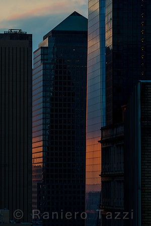 Sunset reflections on World Financial and Trade Centers