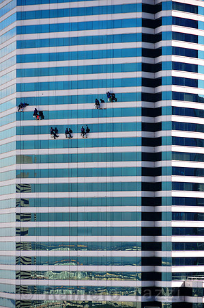 Window Cleaners on the Miami Tower - Miami, Florida, Usa