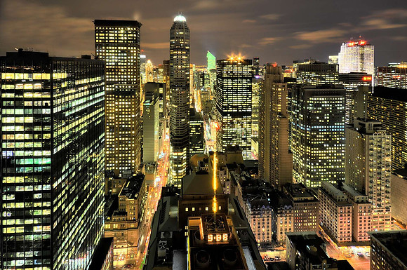 Theater District at Night, New York