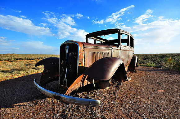 Old car in the Painted Desert - Arizona, Usa