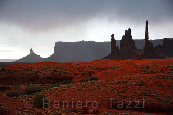Storm on Totem Pole in the  Monument Valley, Arizona-Utah